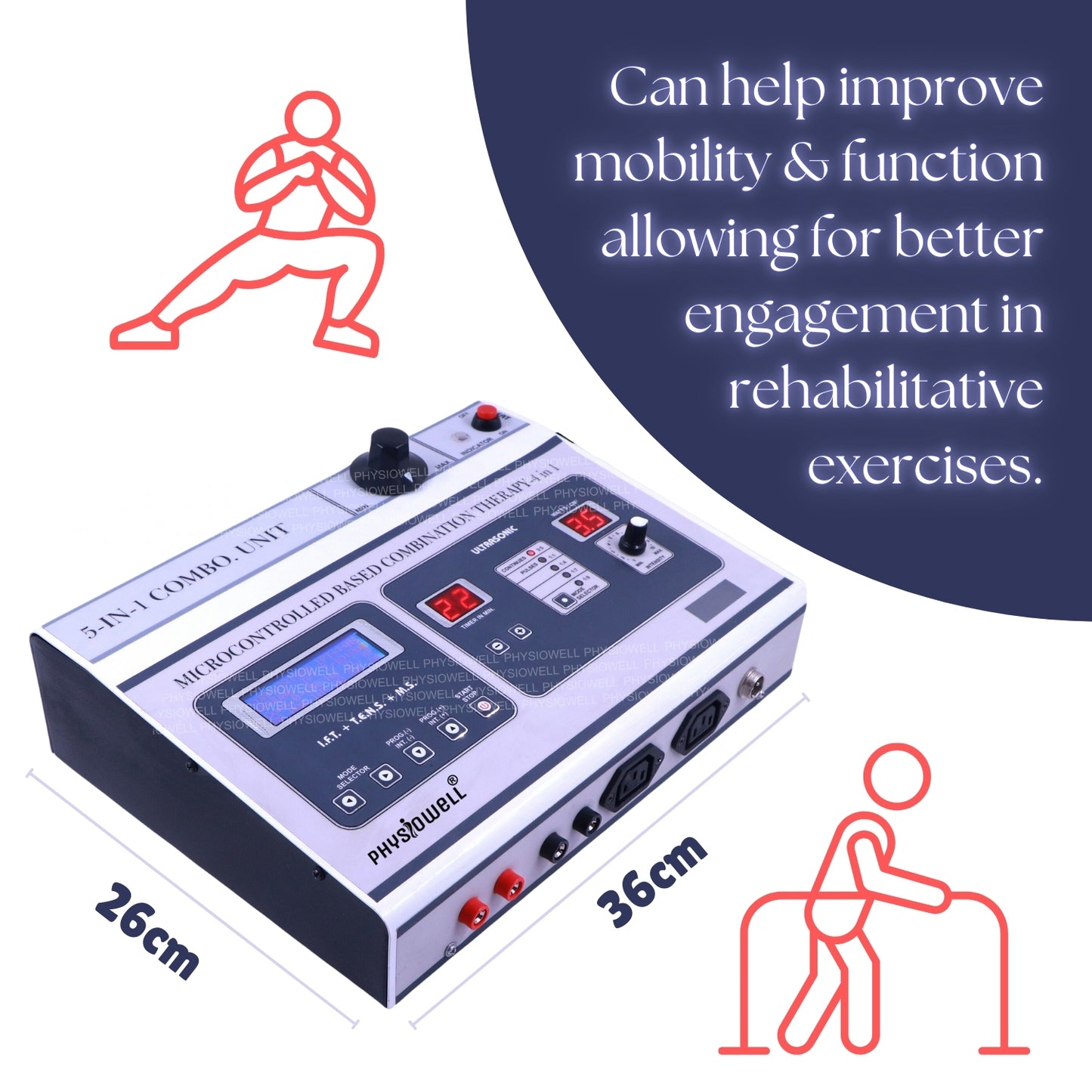 5 IN 1 Combination (IFT + Muscle Stimulator + TENS + Ultrasonic + Deep Heat)